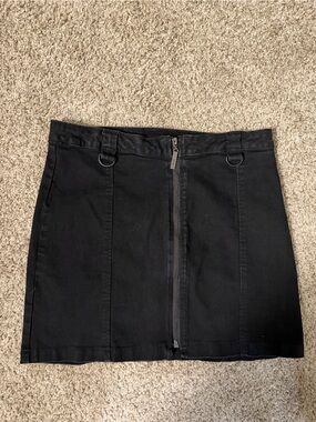 Killstar Black Front Zip D-Ring Mini Skirt